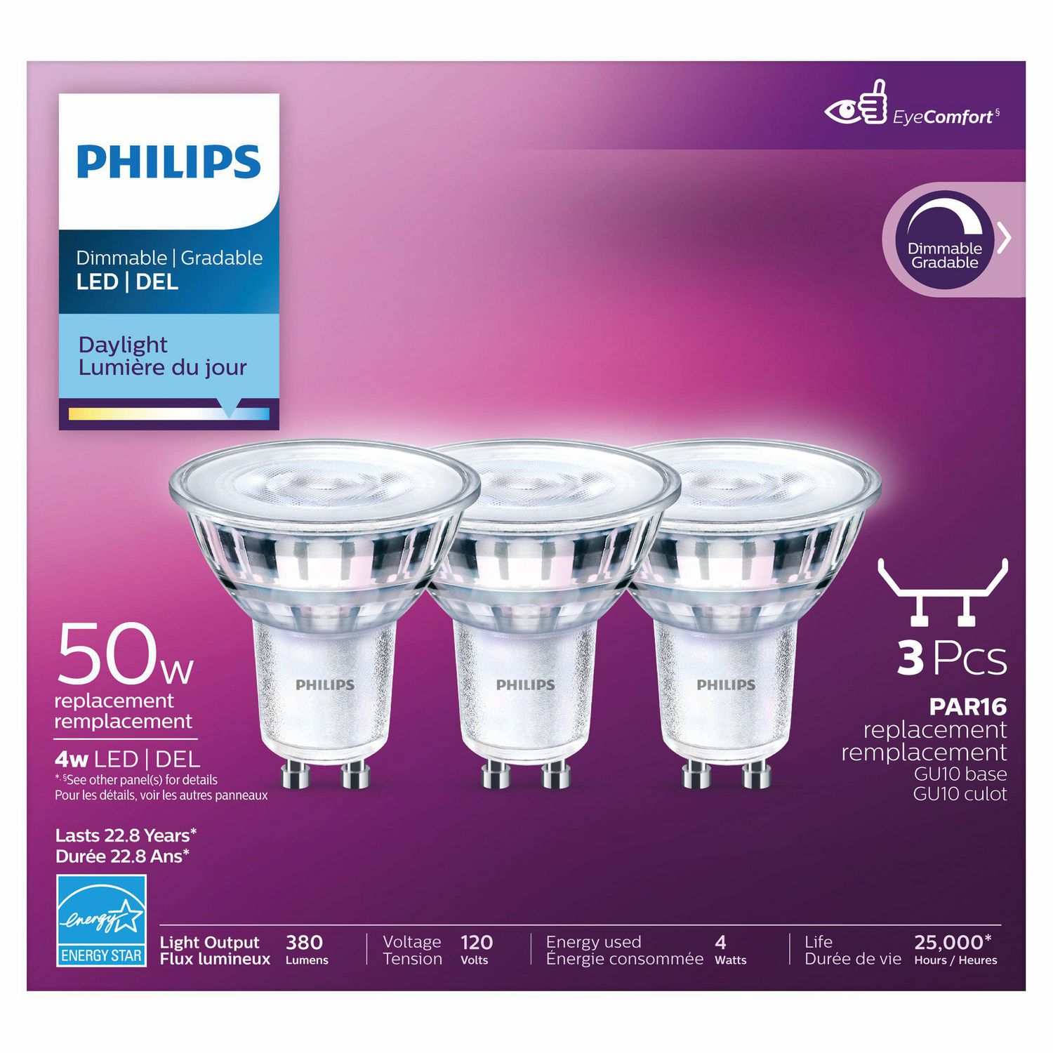 Philips 50W GU10 Glass Daylight (3-Pack) | Walmart Canada