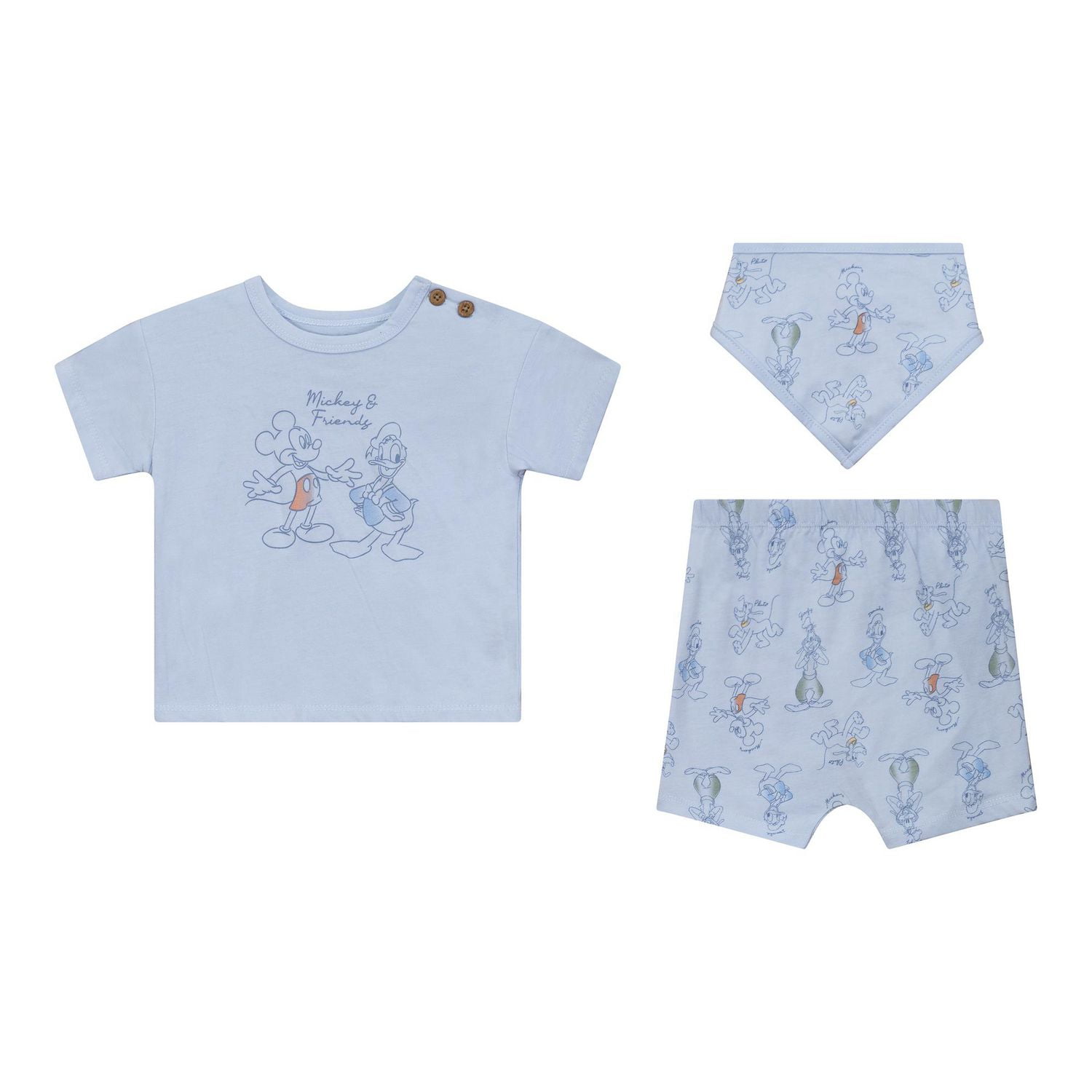 Disney Mickey & Friends Ensemble de Shorts avec Bavoir