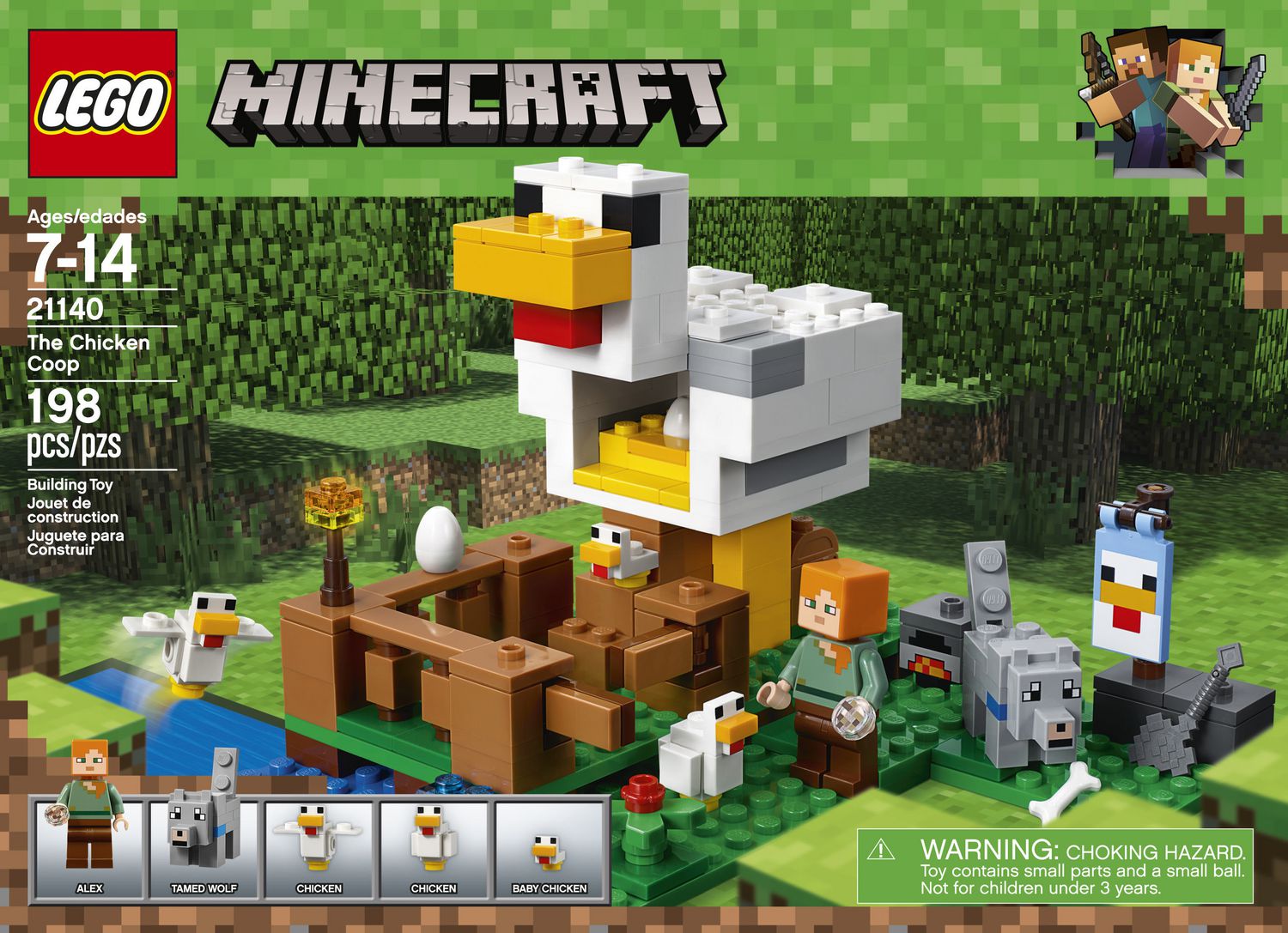 198 Piece LEGO Minecraft The Chicken Coop 21140 Building Kit 