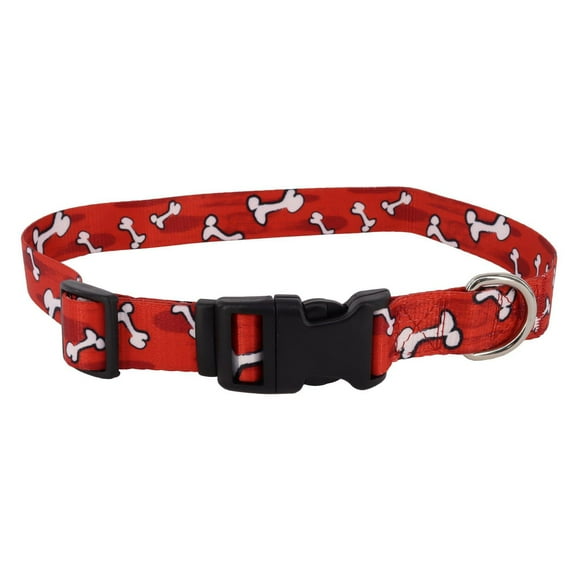 Pet Attire By Coastal Collier pour chien réglable avec os rouges, 3/8" x 8"-12" 3/8" x 8"-12"