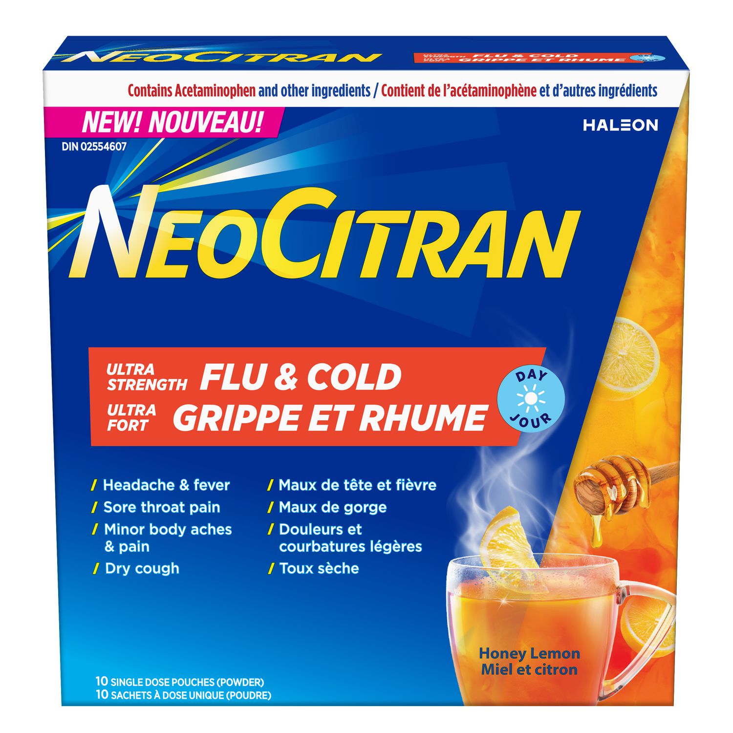 NeoCitran Grippe et Rhume Jour miel et citron Ultra Fort (poudre)