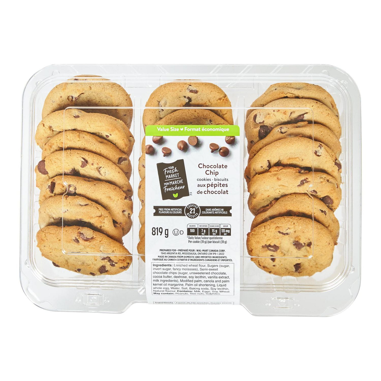 Your Fresh Market Chocolate Chip Cookies Value Size, 21 pack - 819 g