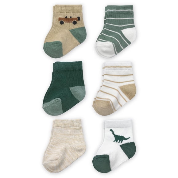 Carter's Child of Mine Infant Boy Dino Crew Socks, 6 Packs