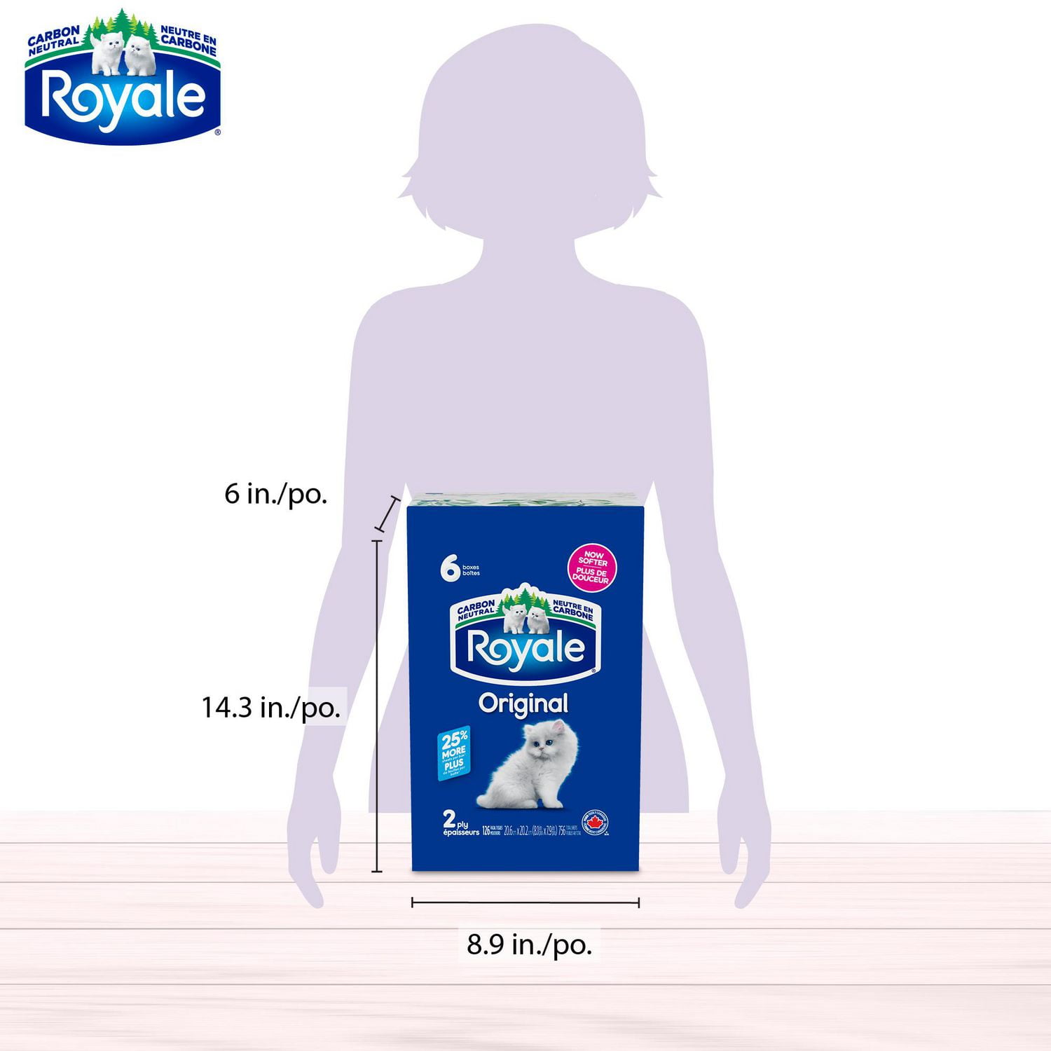 Royale Original Facial Tissue, 6 Flat Boxes, 126 Tissues per box, 2-Ply, 756 Tissues