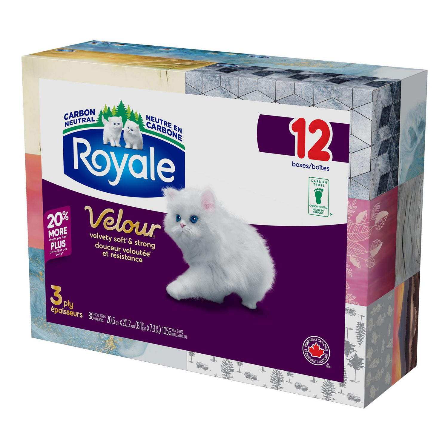 Royale Velour Facial Tissue, Flat Boxes