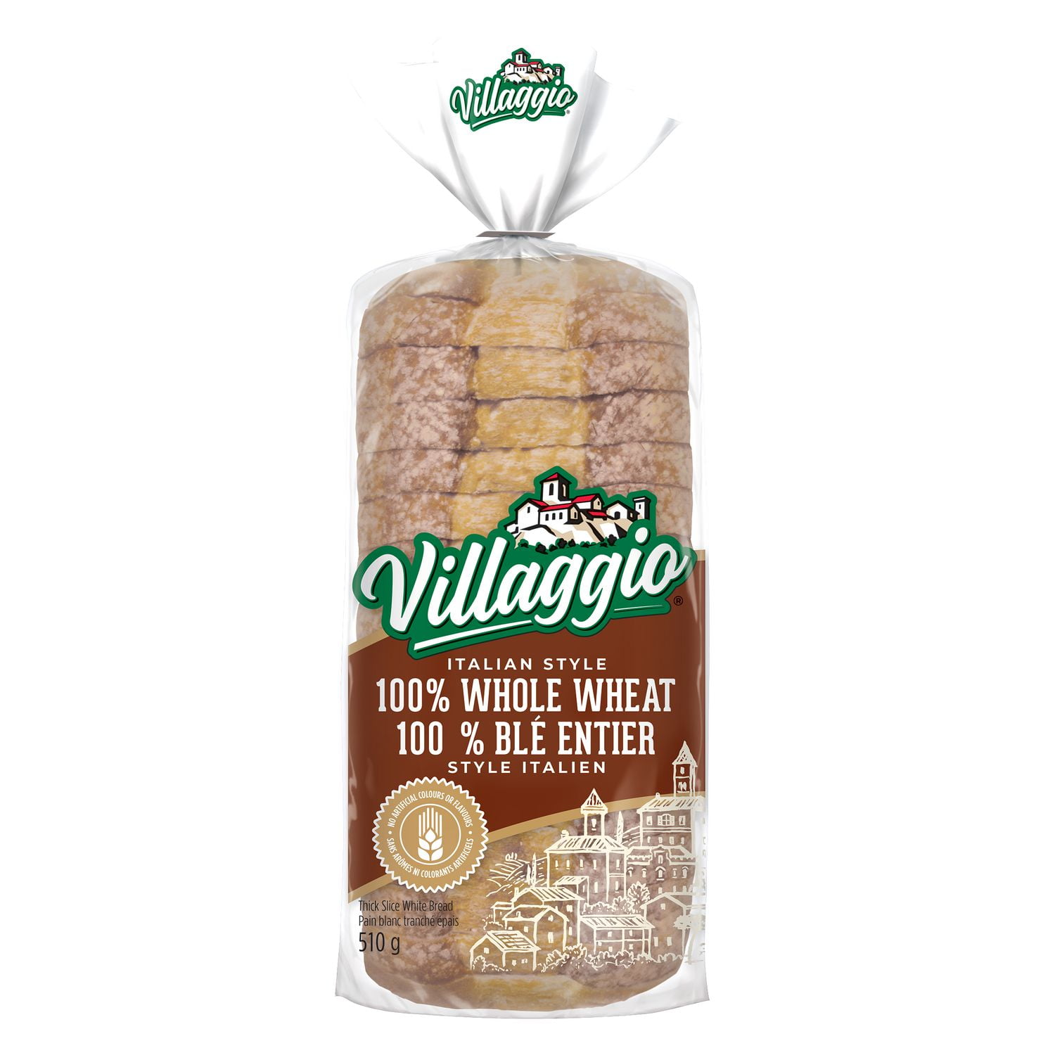 Villaggio® Italian Style 100% Whole Wheat Thick Sliced Bread, 510 g