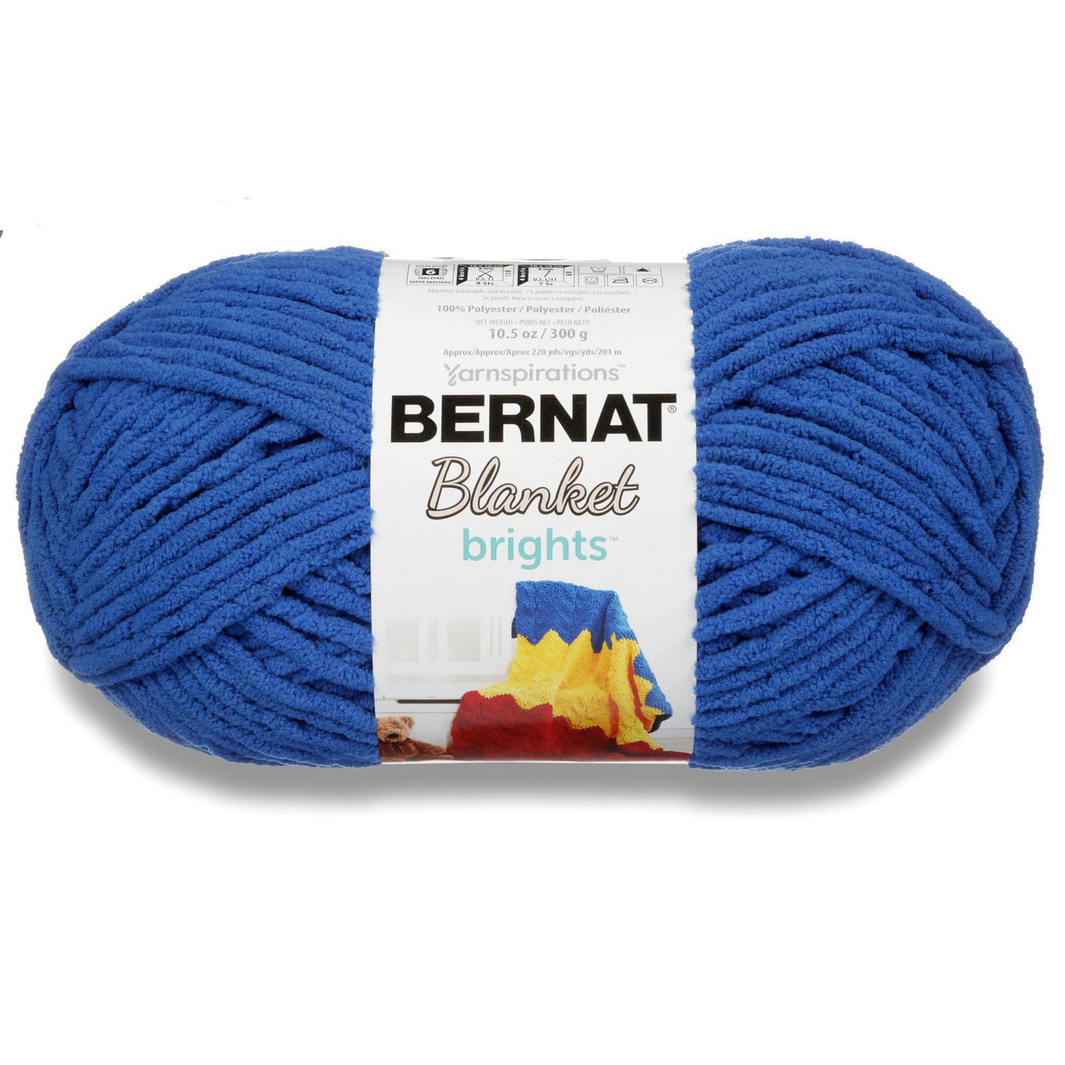 Polyester Knitting/Crochet 6 Super Bulky 220 Yards 2 Pack of 300g/10.5oz Bernat Blanket Brights Busy Blue Yarn 