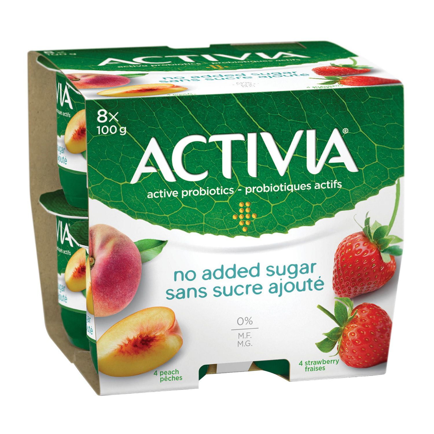 Activia Yogurt with Probiotics, Fat Free 0 M.F., Peach/Strawberry