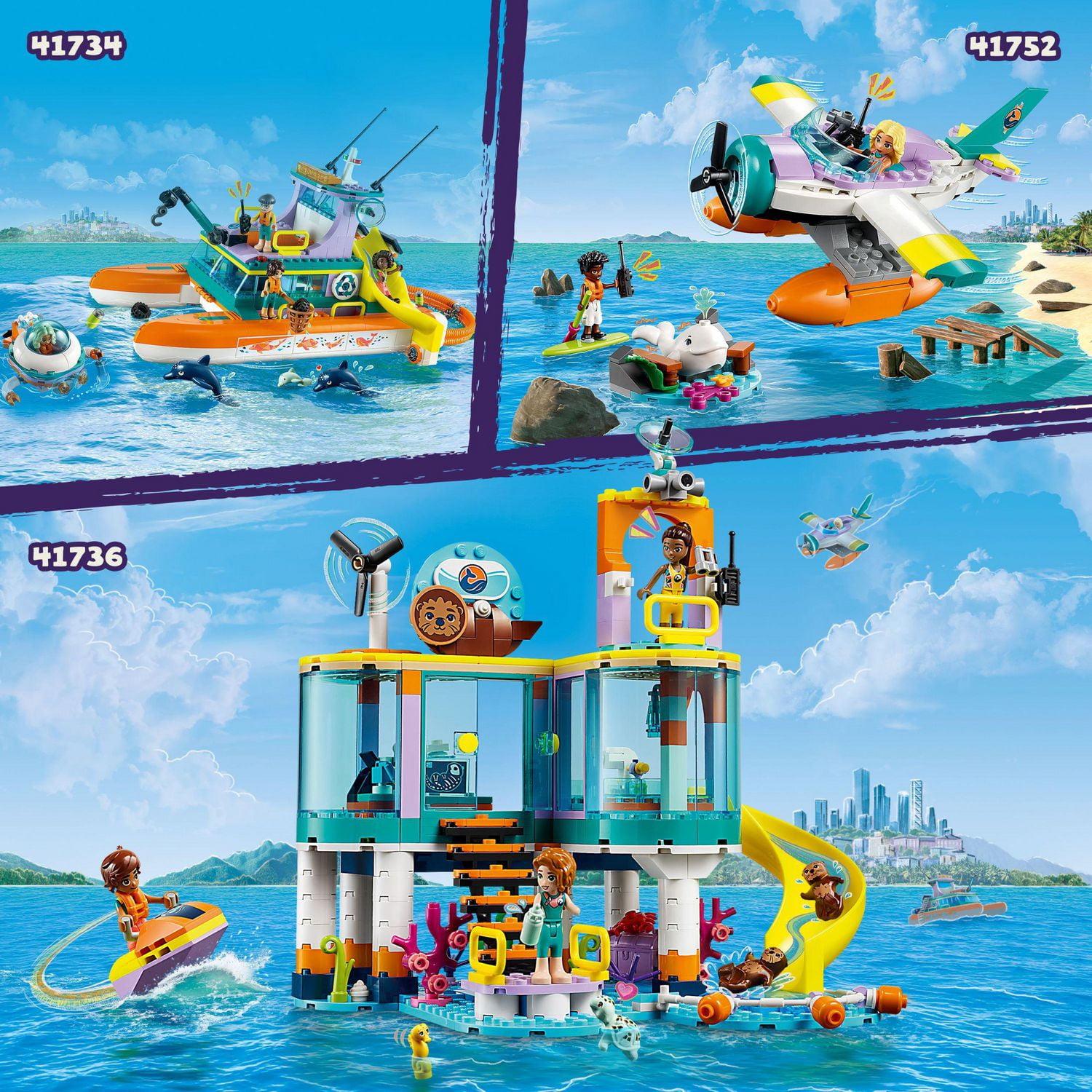 LEGO Friends Sea Rescue Center 41736 Building Toy for Ages 7 with 3 Mini Dolls 2 Otters a Seahorse Turtle and Water Scooter a Great Birthday Gift for Pretend Ocean Rescue Play Includes