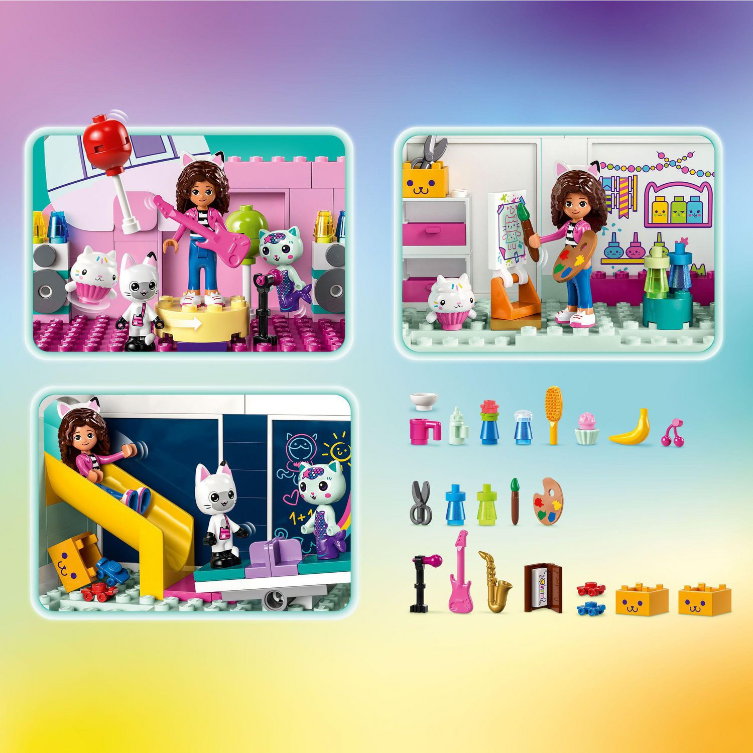 Paws,　Gabby's　Kids　for　Characters　Details　and　Gift　the　and　from　Gabby,　An　Cakey　10788　Authentic　Playhouse　MerCat,　LEGO　Show,　Toy　Building　Pandy　8-Room　4+,　Dollhouse　Popular　with　Ages　Includes　Set,　Including