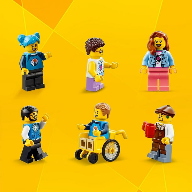 Lego 3 Builder Construction Men Worker Minifigure & Accessories City Town