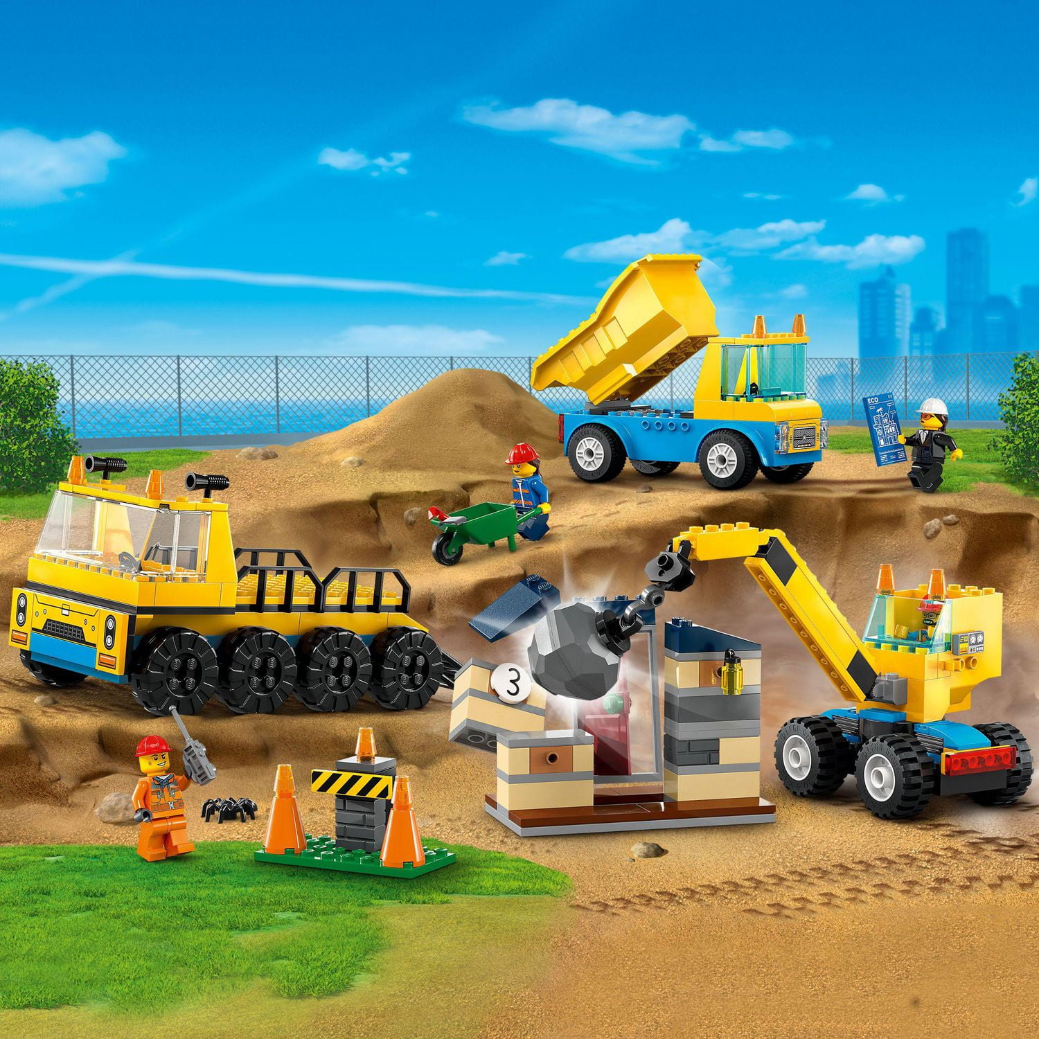 LEGO City Construction Trucks and Wrecking Ball Crane 60391 Building Toy Set  for Toddler Kids Ages 4+, Includes 3 Construction Vehicles, An Abandoned  House and 3 Minifigures for Pretend Play, Includes 235 Pieces, Ages 4+ 