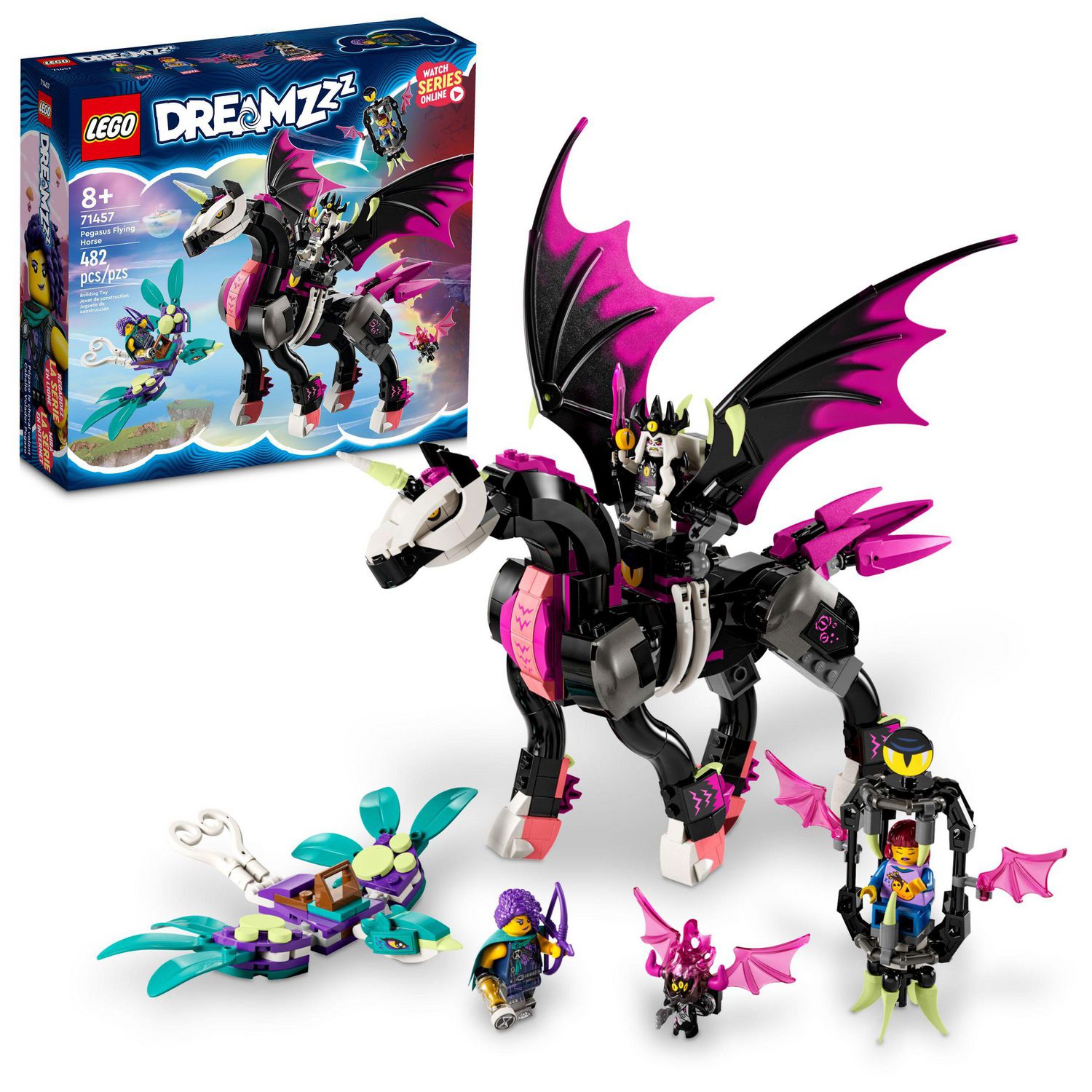 LEGO DREAMZzz Pegasus Flying Horse 71457 Building Toy Set, Fantasy Action  Figure Creature for Kids, Unique Birthday Gift for Girls and Boys Ages 8+,  Includes 482 Pieces, Ages 8+ 