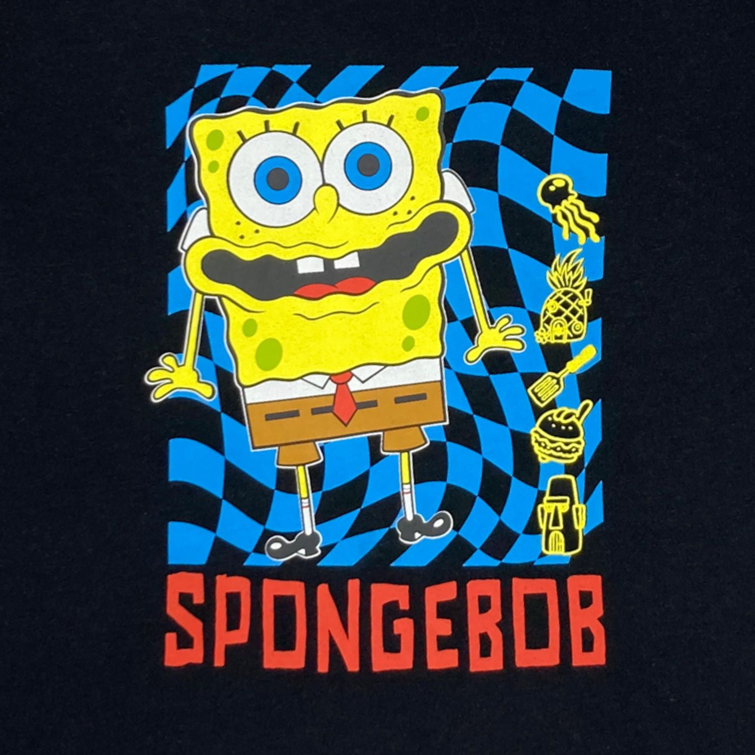 Sponge Bob Boy's basic tee shirt. This boys crew neck tee shirt has short sleeves and a trendy print and