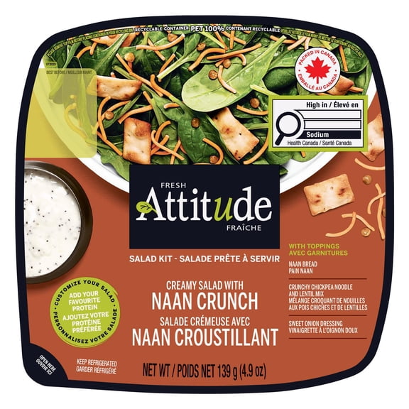 Fresh Attitude Single Salad Kit Creamy with Naan Crunch 139g, READY-TO-EAT SALAD