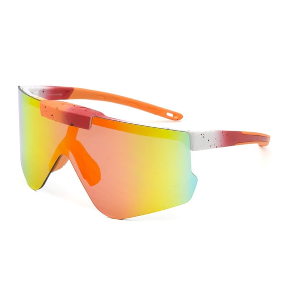 Athletic Works White Orange and Red Flip-up Shield Sunglasses