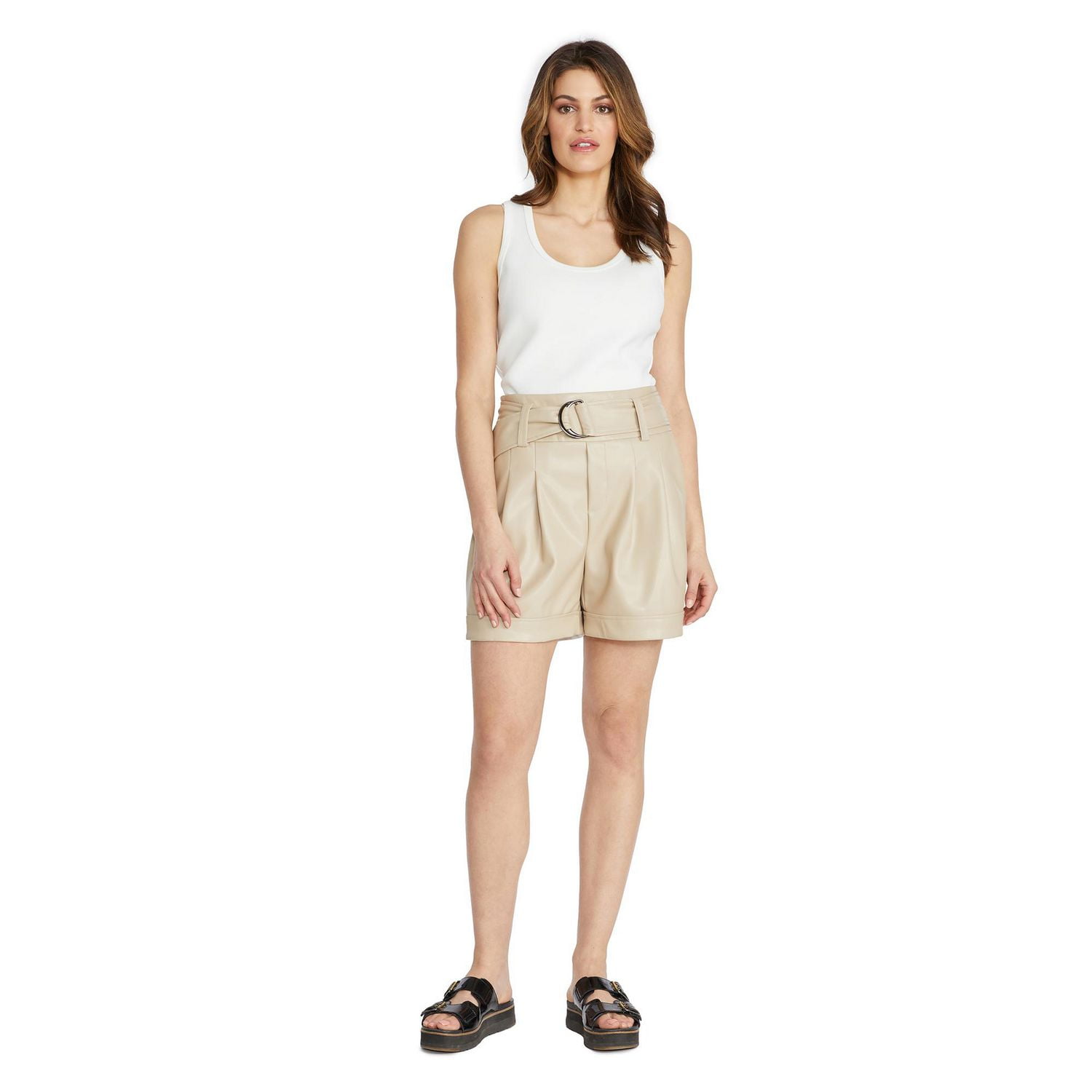 Mexx Women's Faux Leather Belted Shorts