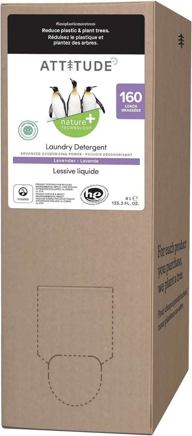 ATTITUDE Laundry Detergent 160 Loads, Refill, Lavender, nature+ technology, 4 L