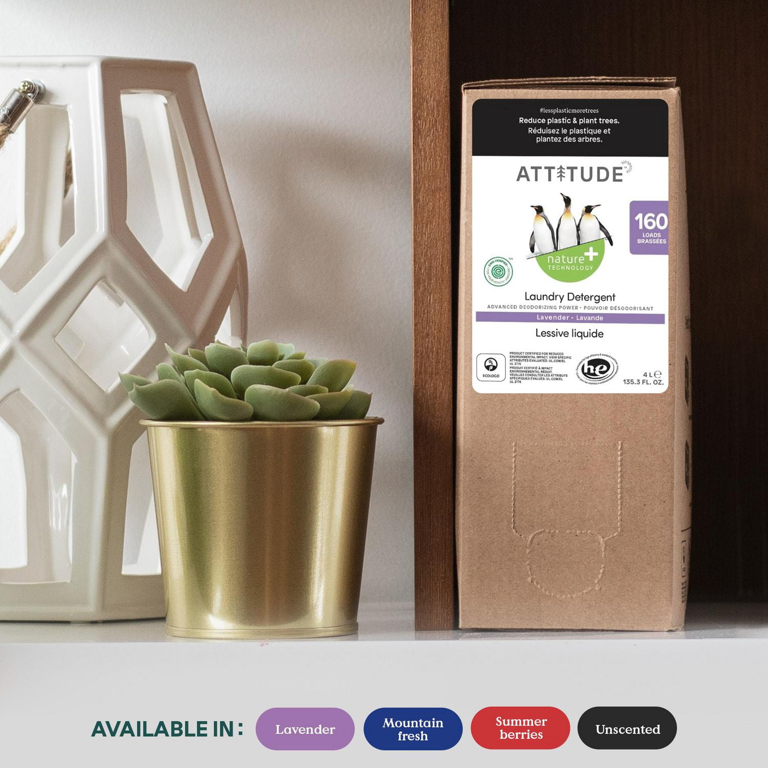 ATTITUDE Laundry Detergent 160 Loads, Refill, Lavender, nature+ technology, 4 L