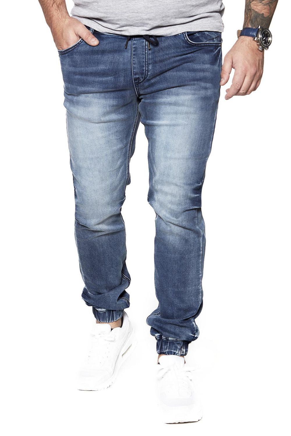 DNM.WORKS™ JAGGER - Jogger Classique 5 Poches - Sergé Extensible bleu