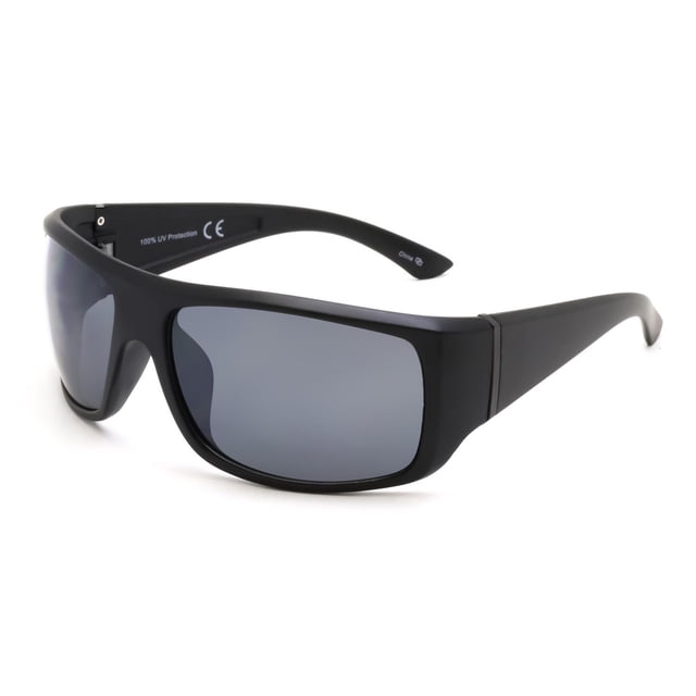 George Mens Matte Black Wraparound Sunglasses<br>