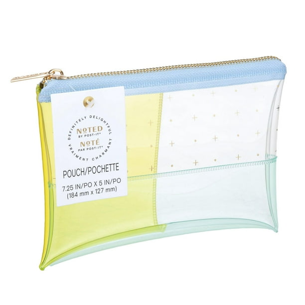 Noted by Post-it® Plastic Zipper Pen Pouch, Yellow/Blue (NTD5-PP-CLW)