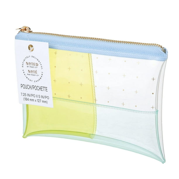 Noted by Post-it® Plastic Zipper Pen Pouch, Yellow/Blue (NTD5-PP-CLW)