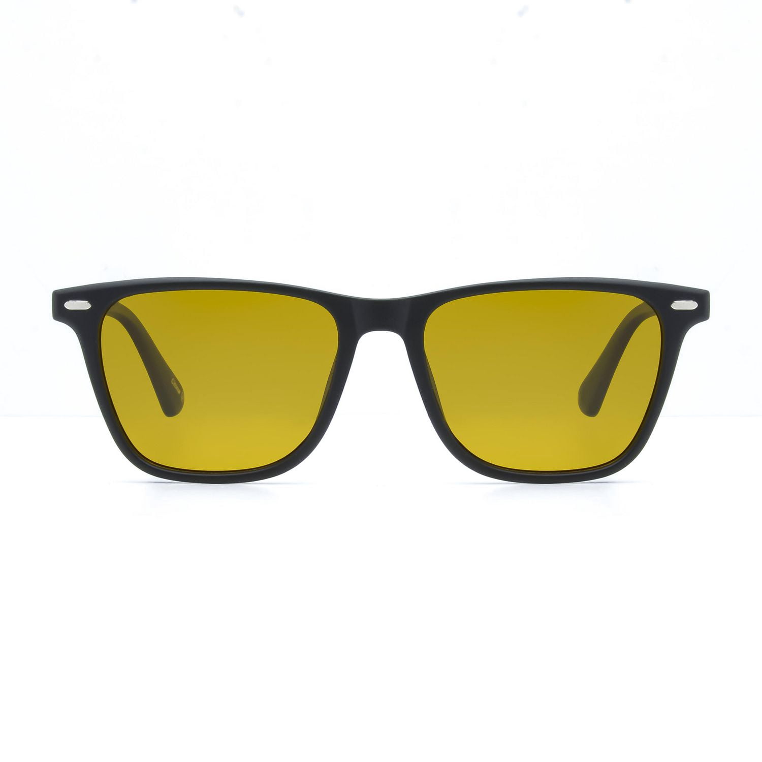 George Mens Black and Orange Polarized Square Sunglasses
