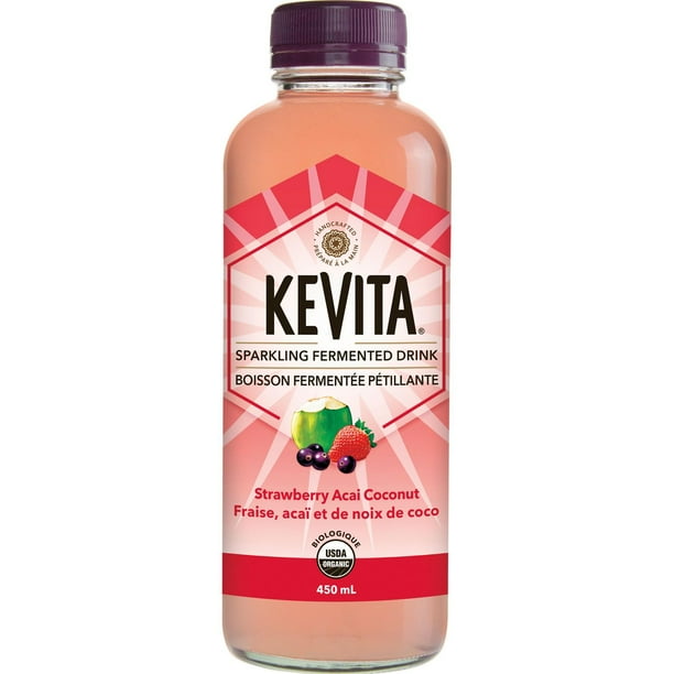KeVita Strawberry Acai Coconut Sparkling Fermented Drink, 450mL Bottle