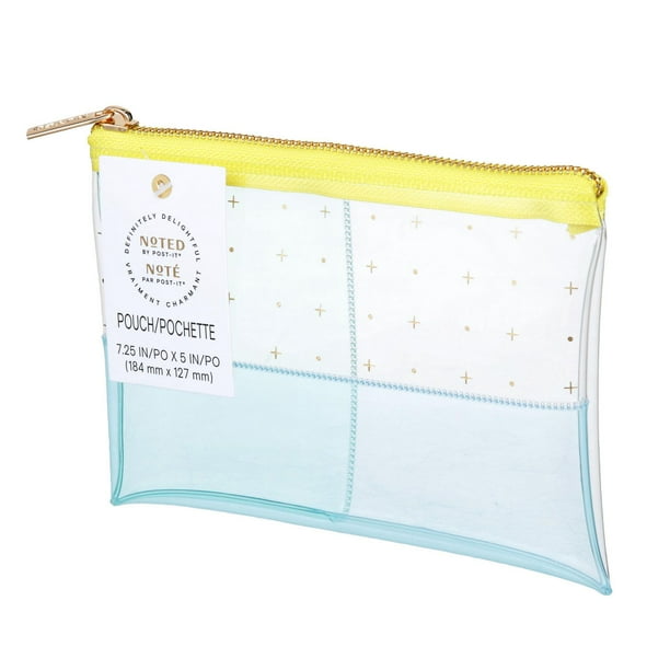 Noted by Post-it® Plastic Zipper Pen Pouch, Yellow/Blue (NTD5-PP-CLW)