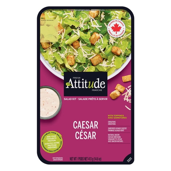 Fresh Attitude Salad Family Kit Caesar with toppings, 427 g, READY-TO-EAT SALAD