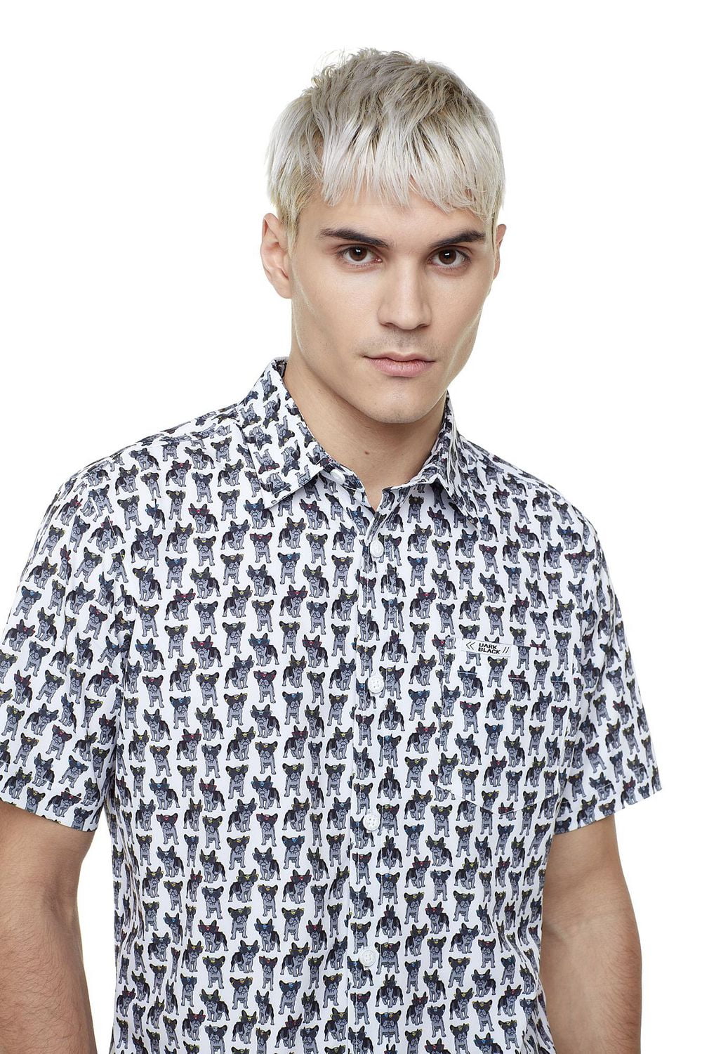 Chemise imprimée manches coutes pour homme Dark Black