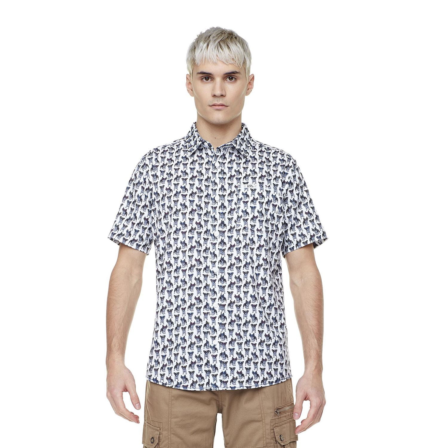 Chemise imprimée manches coutes pour homme Dark Black