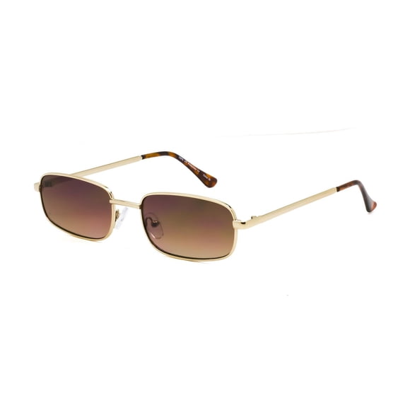 No Boundaries Gold and Brown Rectangle Sunglasses