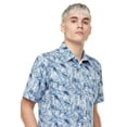 thumbnail image 4 of Dark Black Men's Short-Sleeve Patterned Button-Down Shirt, 4 of 6