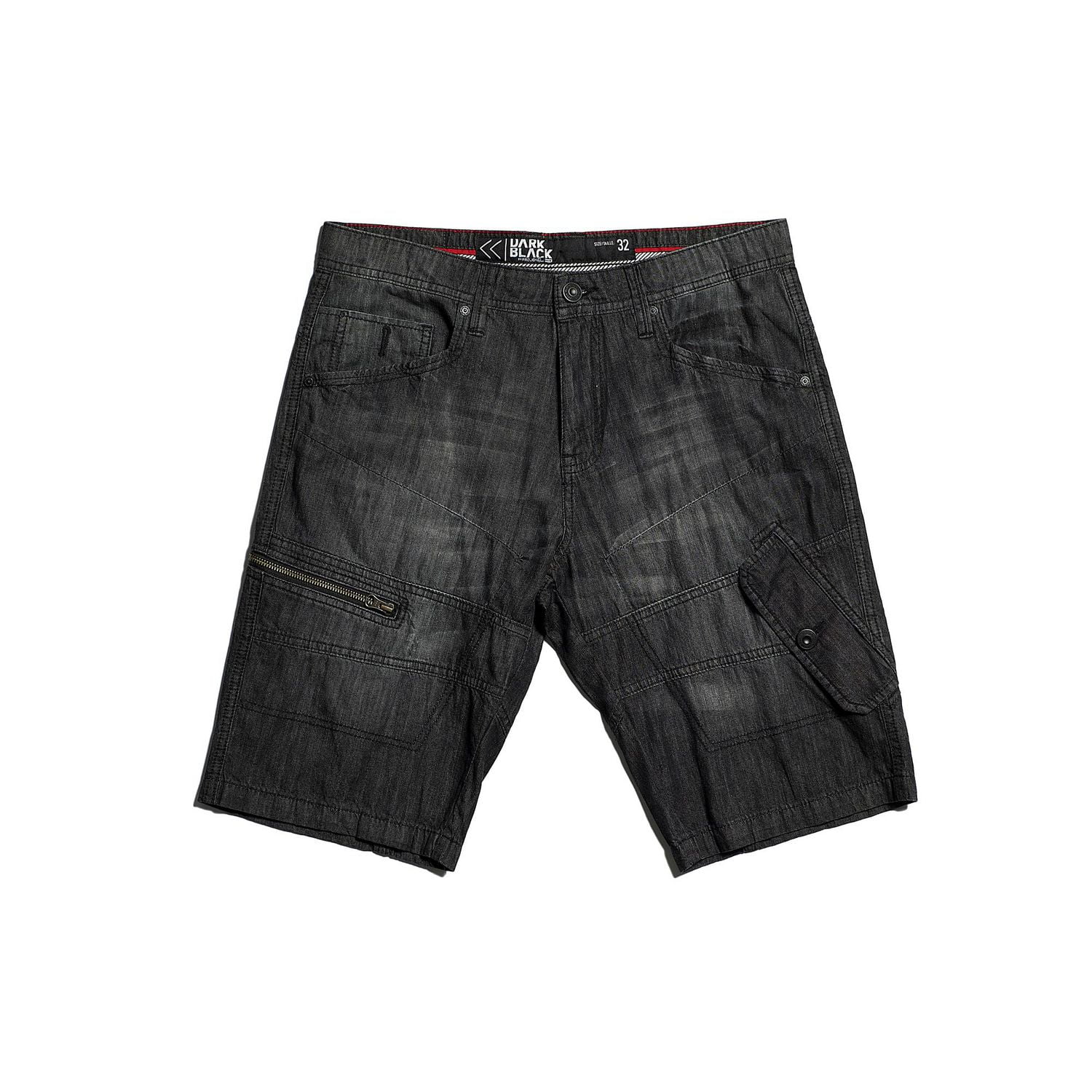 Dark Black Men's Super Lightweight Denim Cargo Capri