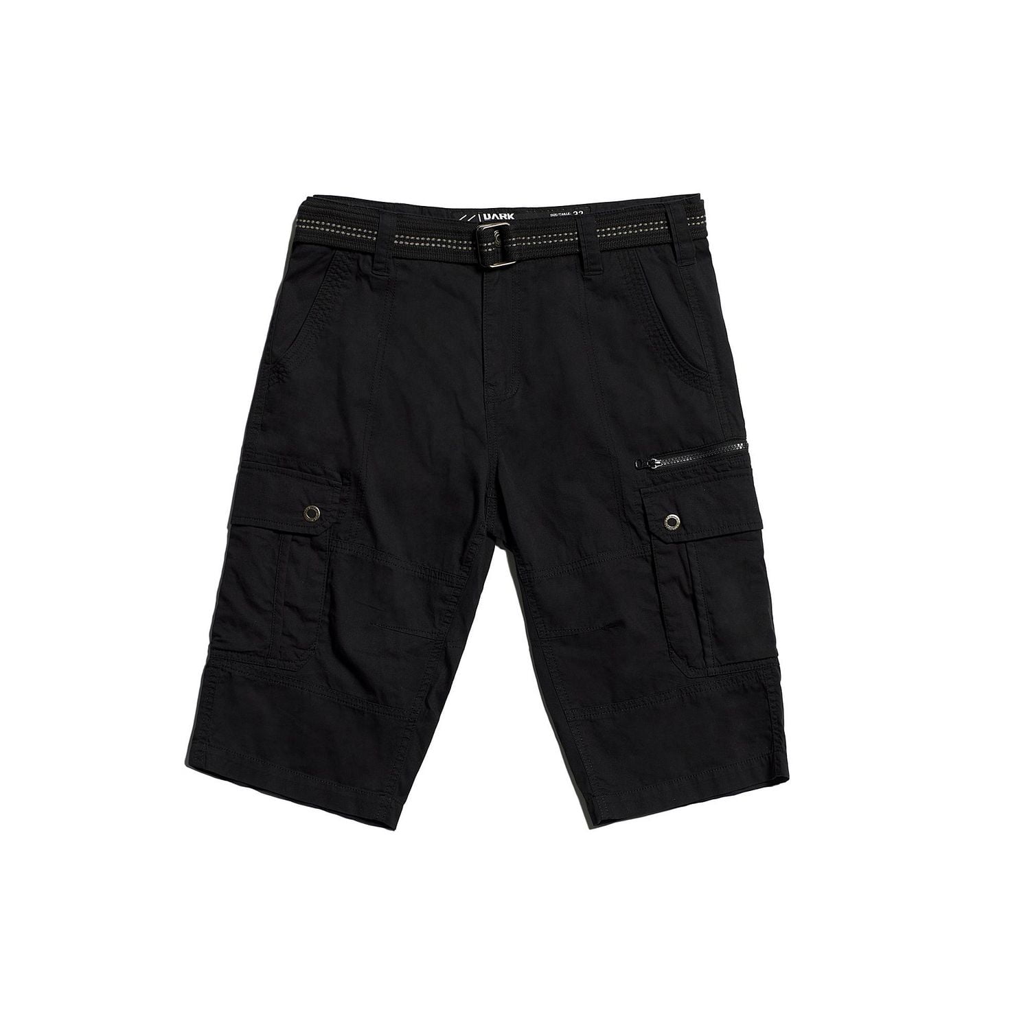 Dark Black Men's Belted Cargo Capri Short