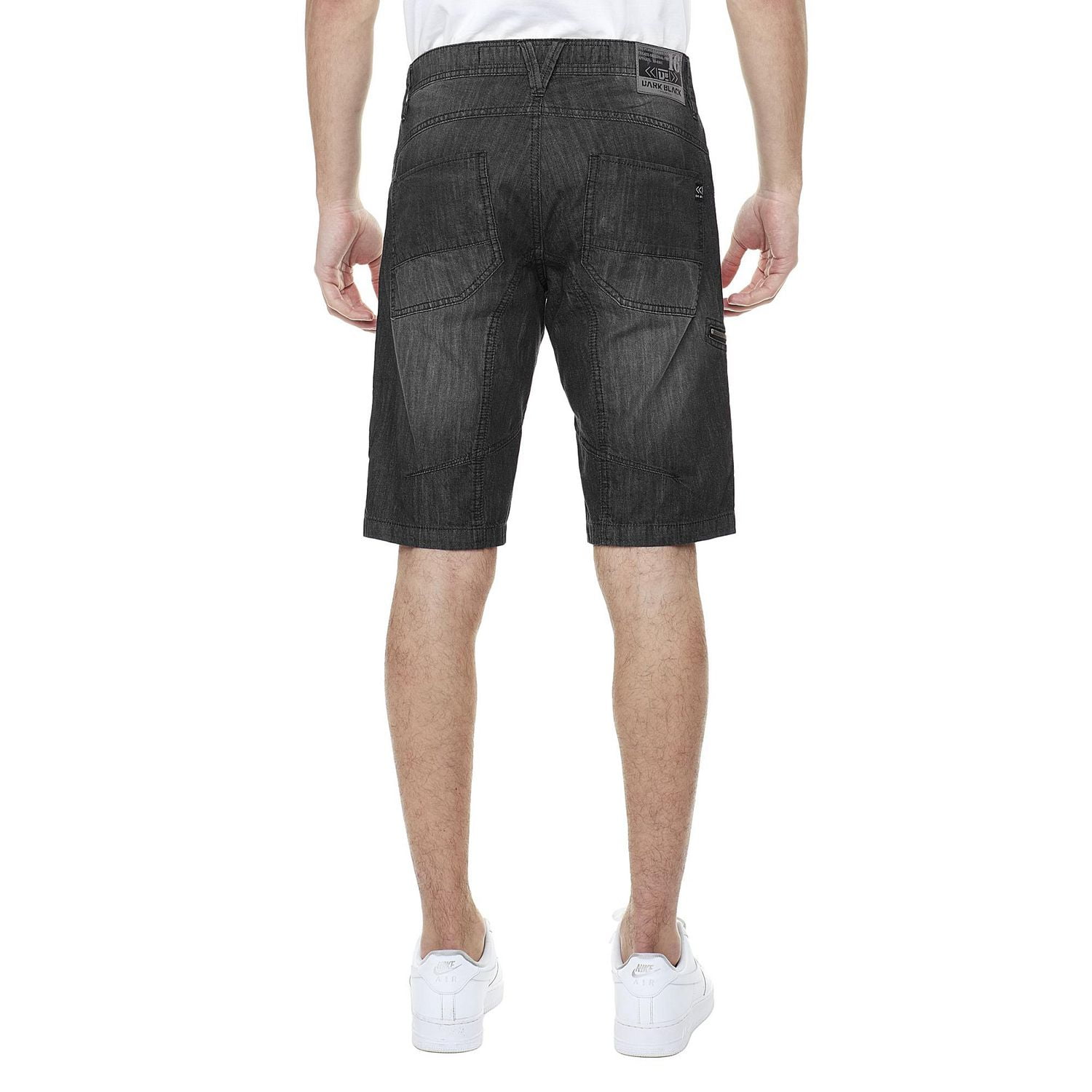 Dark Black Men's Super Lightweight Denim Cargo Capri