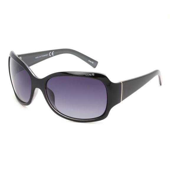Time & Tru Black and Silver Polarized Wraparound Sunglasses