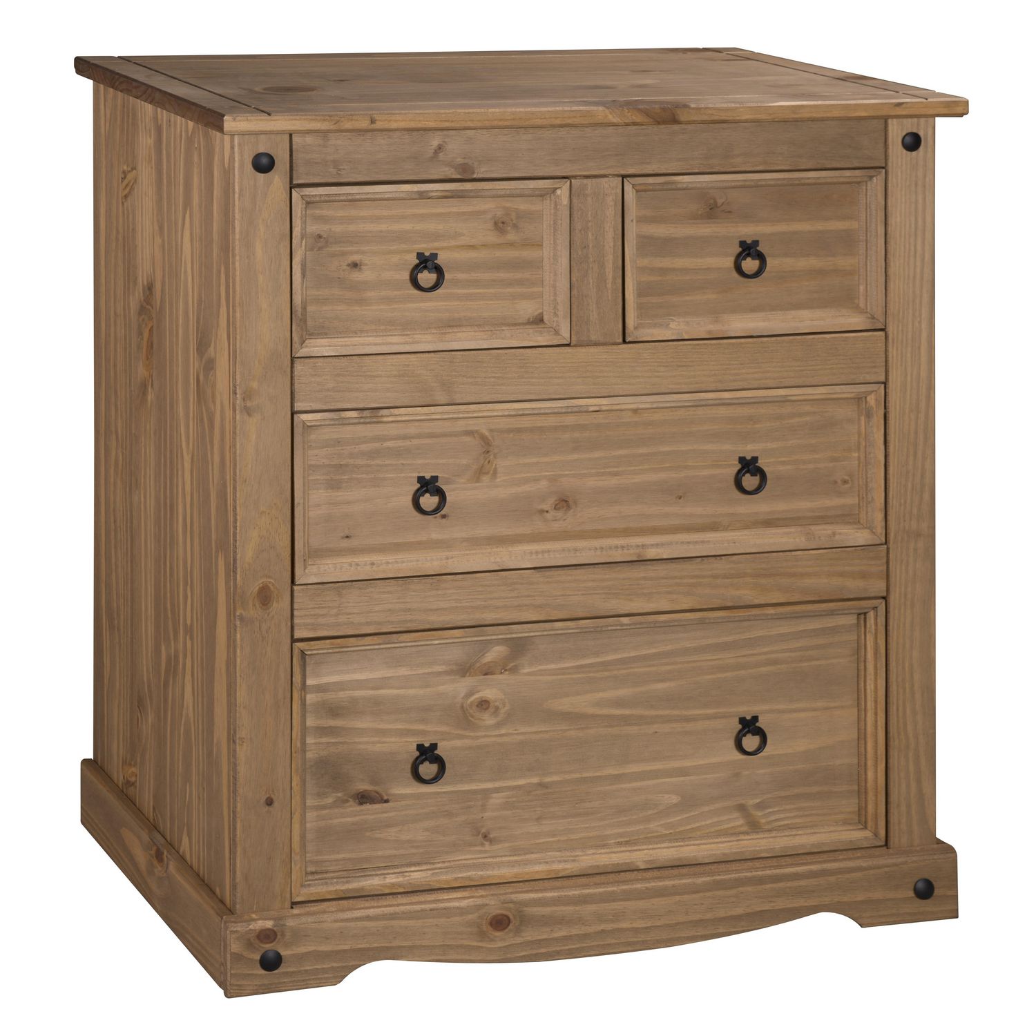 Solid Pine Wood Dresser 4 Drawers, Rustic Pine Finish Dresser