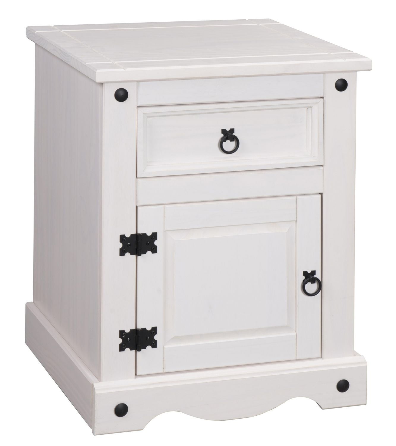 Solid Wood Night Stand; features 1 drawer and 1 door with an Artic