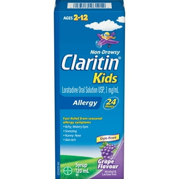 Claritin Kids Syrup Allergy Medication, 24-Hour Non-Drowsy, Fast Relief of Itchy, Watery Eyes, Sneezing, Runny Nose, Hives