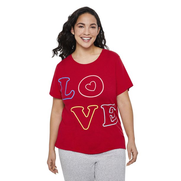 LOVE Ellen DeGeneres Plus Love Block - T-shirt ras du cou à manches courtes