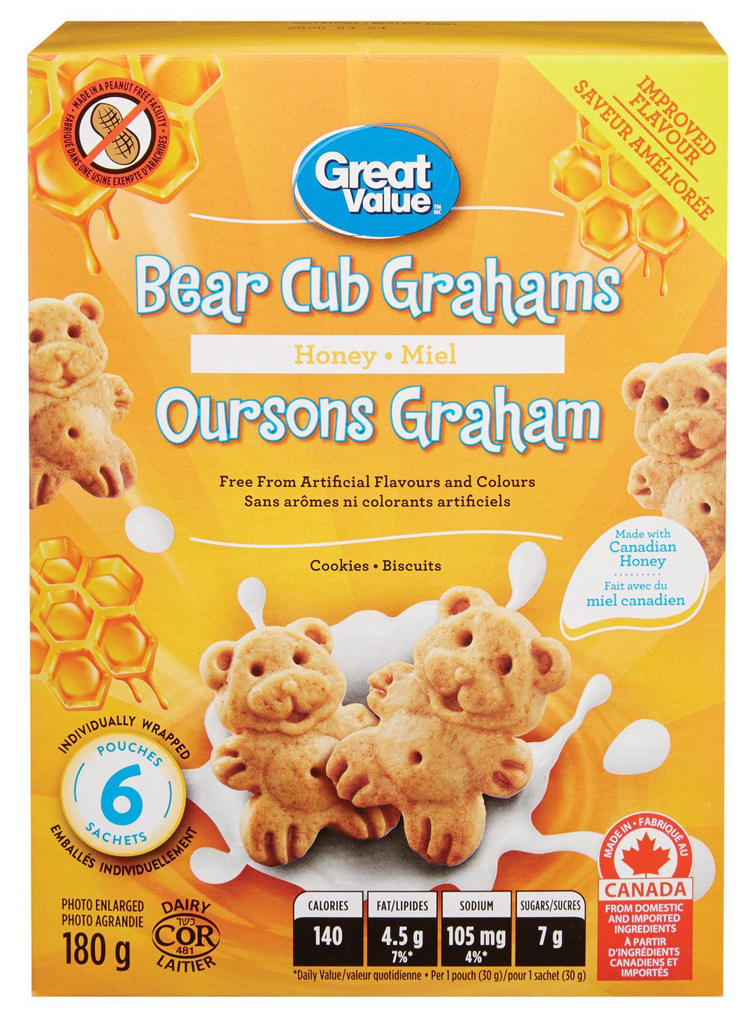 Great Value Bear Cub Grahams Honey Cookies Walmart Canada