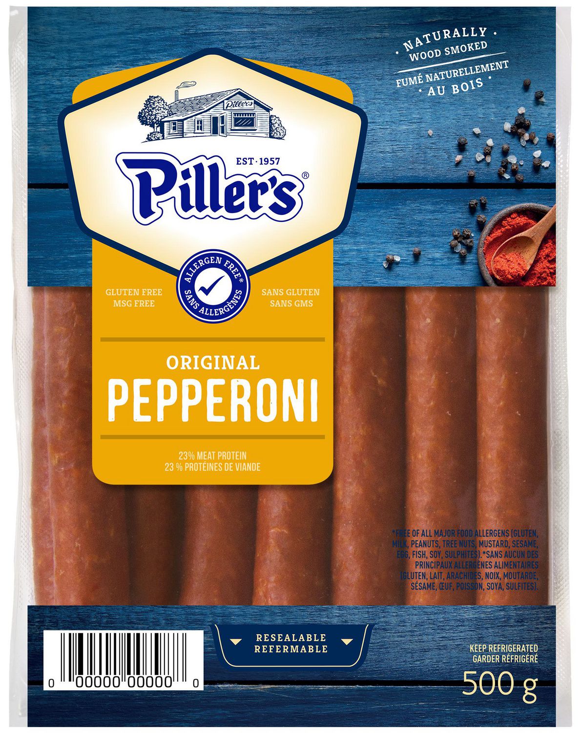 Piller's Original Gluten Free Pepperoni Meat Snacks, High Protein, 500 g