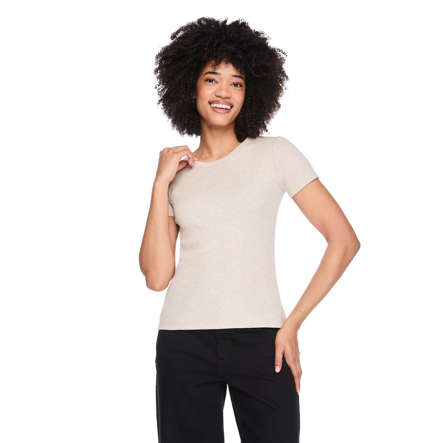 T-shirt côtelé à encolure ras du cou George pour femmes