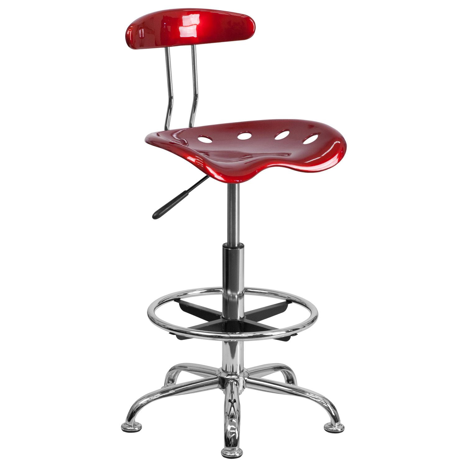 Tabouret De Dessinateur En Chrome Et Couleur Rouge Vin Avec Siège ...