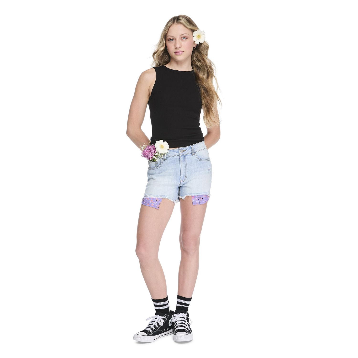 My Sister's Closet Girls' Deconstructed Hem Denim Short
