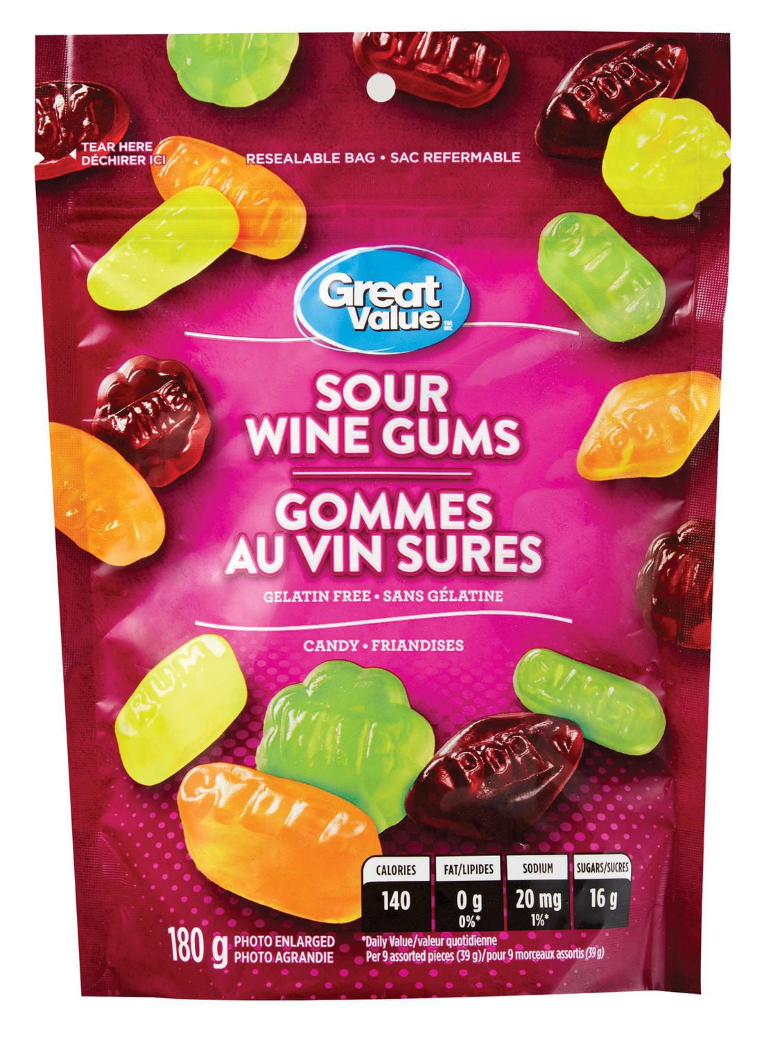 Great Value Sour Wine Gums Candy Walmart Canada