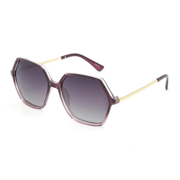 Time & Tru Burgundy and Gold Polarized Geometric Sunglasses